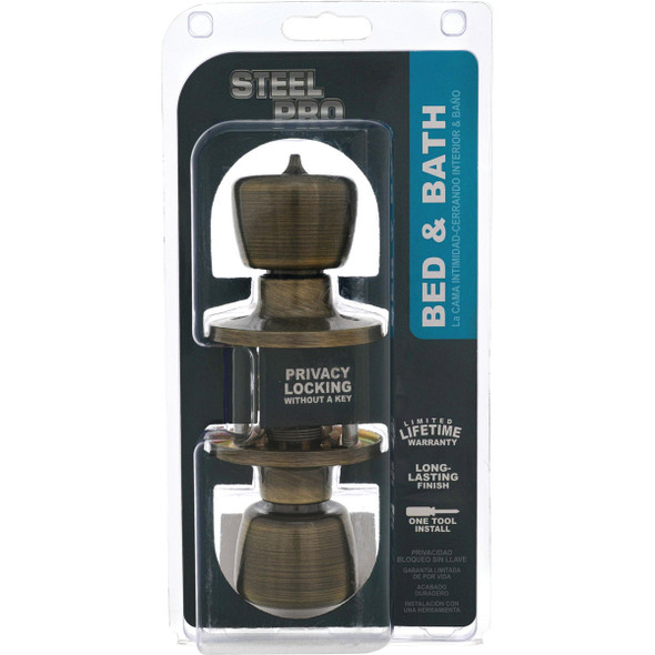 Steel Pro Antique Brass Bed & Bath Door Knob TR810B 256323