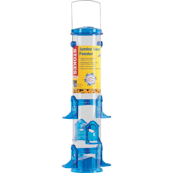Stokes Select Blue Plastic 3.2 Lb. Capacity Jumbo Tube Bird Feeder 38030