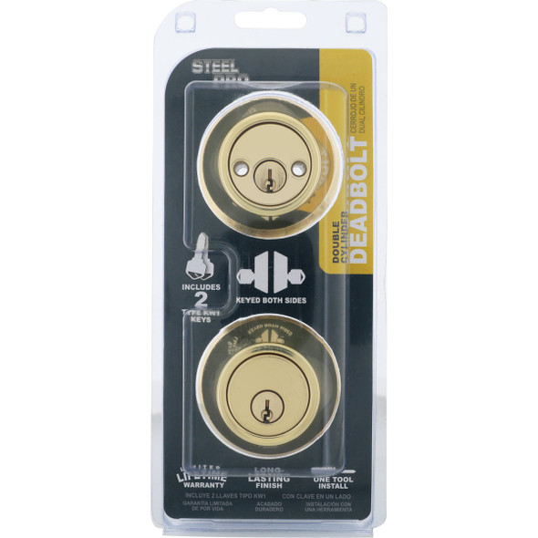 Steel Pro Polished Brass Double Cylinder Deadbolt DB972 239097