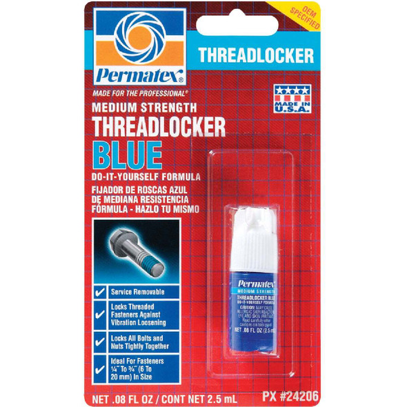 PERMATEX 0.08 Oz. Blue Medium Strength Threadlocker 24206