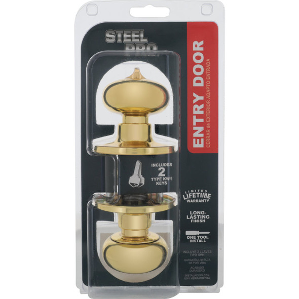 Steel Pro Polished Brass Entry Door Knob Steel Pro Polished Brass Entry Door Knob