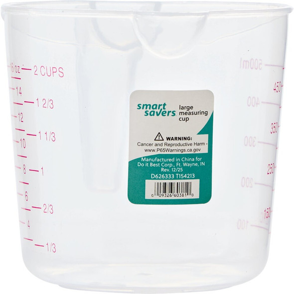 Smart Savers 2 Cup White Plastic Measuring Cup 820054 Pack of 12 626333