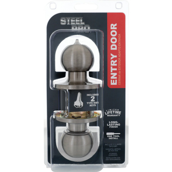 Steel Pro Brushed Nickel Entry Door Knob TWX200B 225152