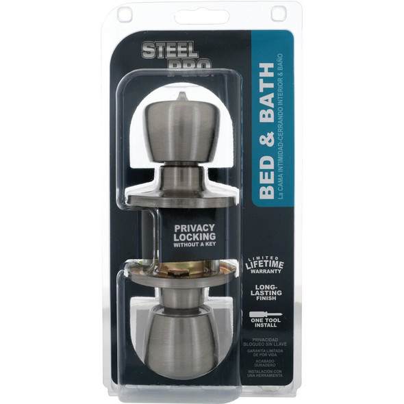 Steel Pro Brushed Nickel Bed & Bath Door Knob TRX210B 225599