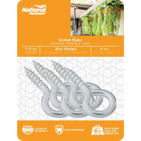 National Hardware #106 Zinc Medium Screw Eye (5-Count) N118-828 219098
