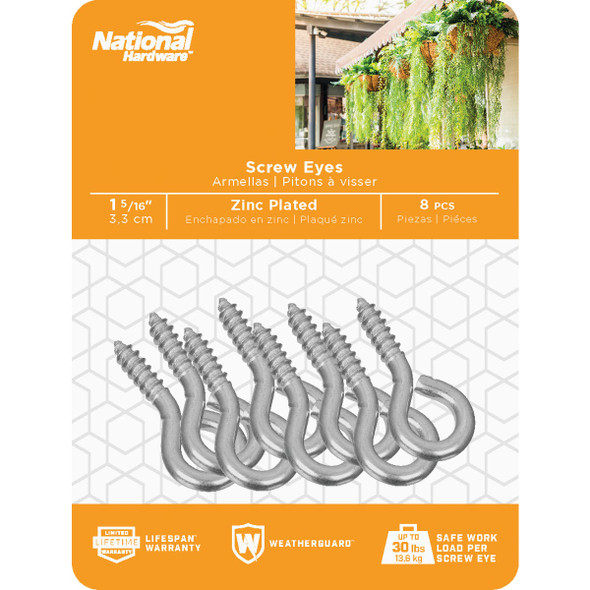 National Hardware #110 Zinc Medium Screw Eye (8-Count) N118-893 212601
