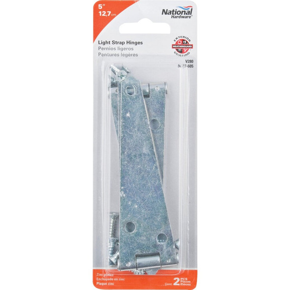 National Hardware 5 In. Zinc Light Strap Hinge (2-Pack) N127-605 223519