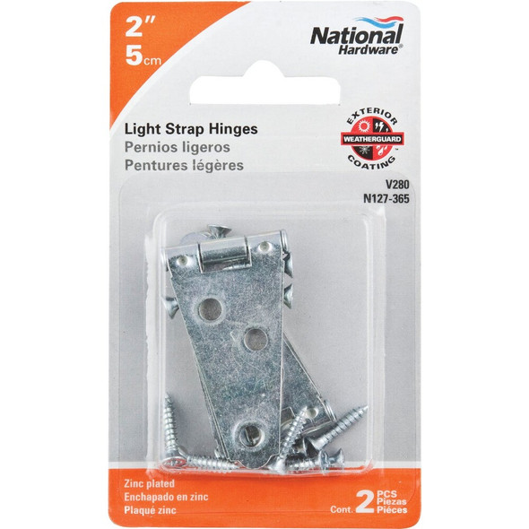 National Hardware 2 In. Zinc Light Strap Hinge (2-Pack) N127-365 209688