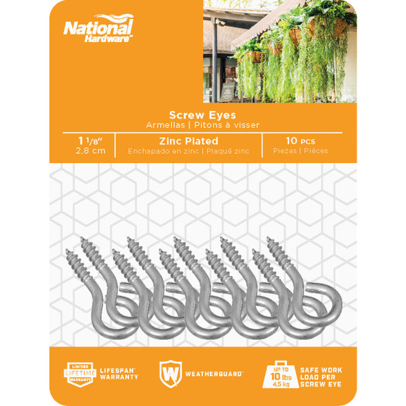 National Hardware #112 Zinc Medium Screw Eye (10-Count) N118-927 212610