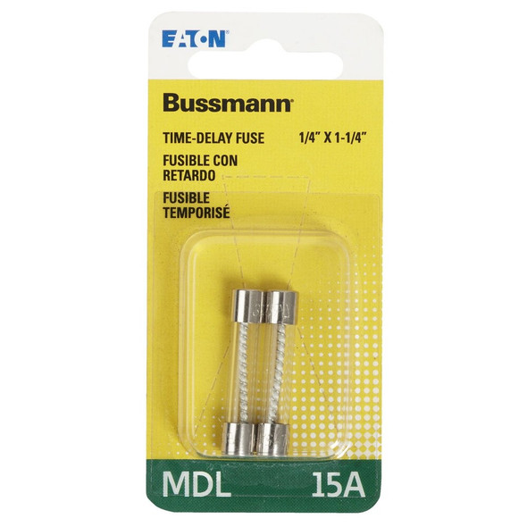 Bussmann 15A MDL Glass Tube Electronic Fuse (2-Pack) BP-MDL-15 500929