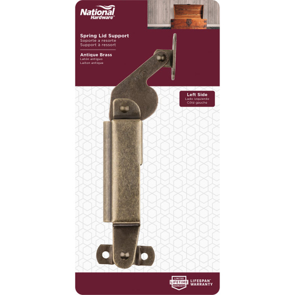 National Hardware Antique Brass Left-Handed Spring Lid Support