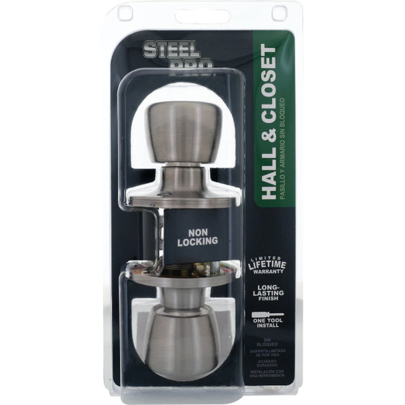 Steel Pro Satin Chrome Hall & Closet Door Knob TR630B 254215