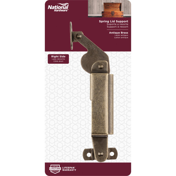 National Hardware Antique Brass Right-Handed Spring Lid Support
