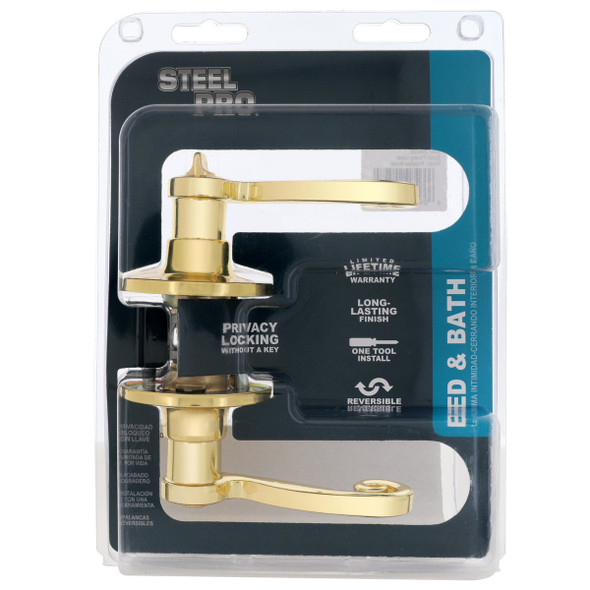 Steel Pro Polished Brass Scroll Privacy Door Lever L6701B 254223