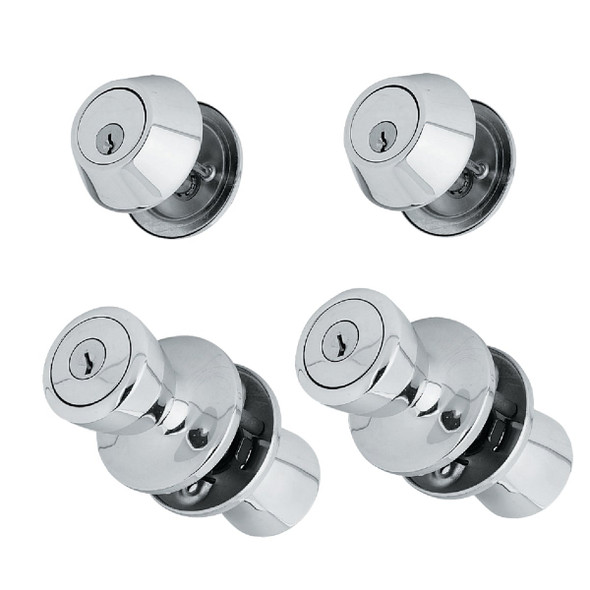 Steel Pro Satin Chrome Deadbolt and Door Knob Combo BR6B91BD
