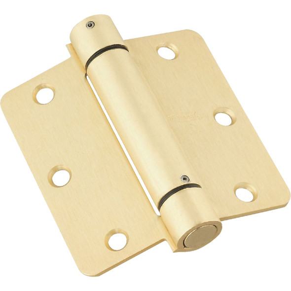 National Hardware 3-1/2 In. x 1/4 In. Radius Brass Spring Door Hinge N185-199