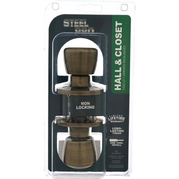 Steel Pro Antique Brass Hall & Closet Door Knob Steel Pro Antique Brass Hall & Closet Door Knob