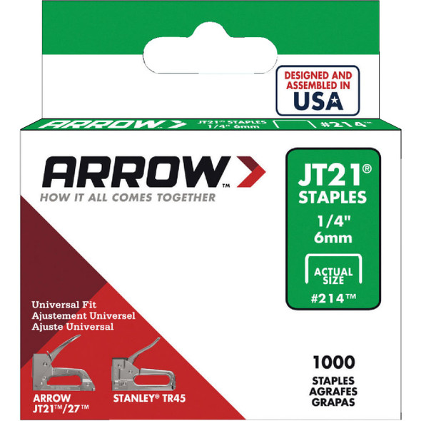Arrow JT21 Light Duty Staple, 1/4 In. (1000-Pack) 214 Pack of 5