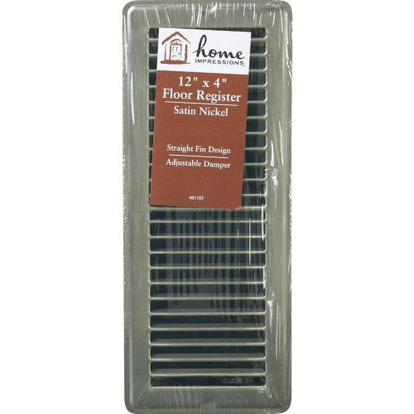 Home Impressions 4 In. x 12 In. Satin Nickel Steel Floor Register 1FL0412SN-NH 451157