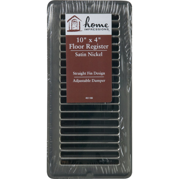 Home Impressions 4 In. x 10 In. Satin Nickel Steel Floor Register 1FL0410SN-NH 451166