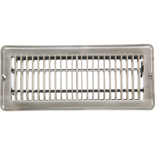 Home Impressions 4 In. x 10 In. Satin Nickel Steel Floor Register 1FL0410SN-NH Home Impressions 4 In. x 10 In. Satin Nickel Steel Floor Register 1FL0410SN-NH