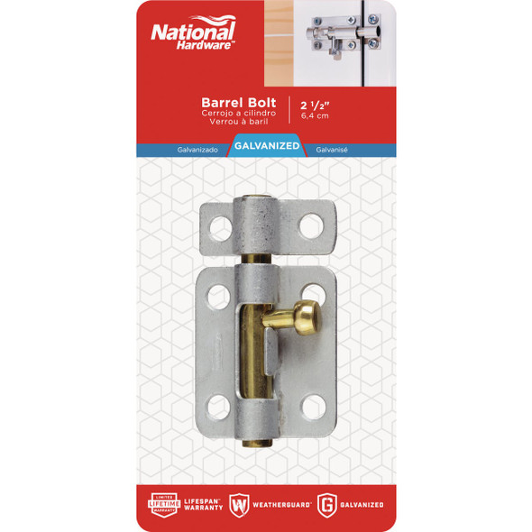 National Hardware 2-1-2 In. Galvanized Steel Door Barrel Bolt N151-852 232368