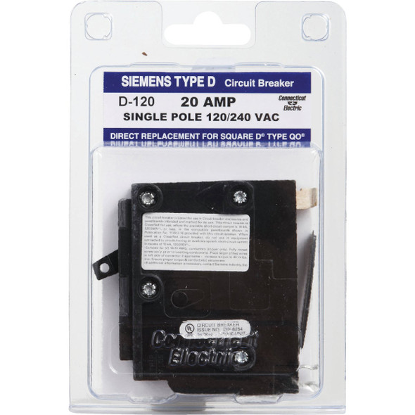 Connecticut Electric 20A Single-Pole Standard Trip Packaged Replacement Circuit Breaker For Square D