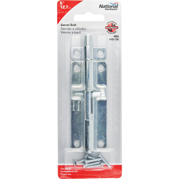 National Hardware 5 In. Zinc Steel Door Barrel Bolt N151-738 217072