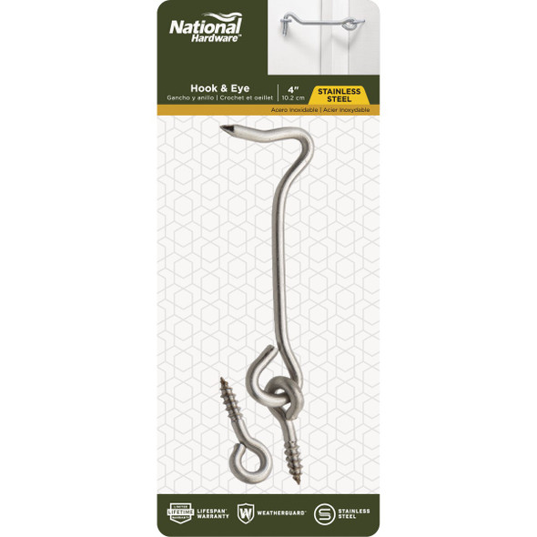 National Hardware Stainless Steel 4 In. Hook & Eye Bolt N348-417 240956