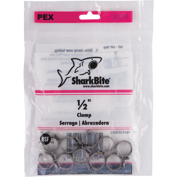 SharkBite 1-2 In. Stainless Steel PEX Cinch Clamps (10-Pack) UC953A 451638