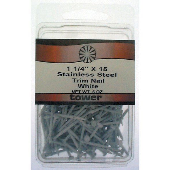 Hillman Anchor Wire 1-1/4 In. 15 ga White Stainless Steel Trim Nails (5 Ct., 6 Oz.) Hillman Anchor Wire 1-1/4 In. 15 ga White Stainless Steel Trim Nails (5 Ct., 6 Oz.)