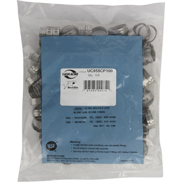 SharkBite 3-4 In. Stainless Steel PEX Cinch Clamps (100-Pack) UC955CP100 452049