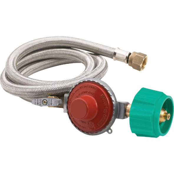 Bayou Classic 48 In. Stainless Steel High Pressure LP Hose & Preset Regulator Bayou Classic 48 In. Stainless Steel High Pressure LP Hose & Preset Regulator