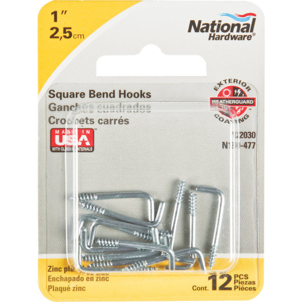National Hardware Square Bend Screw Hook Shoulder Hook (12 Count) N120-477 223038
