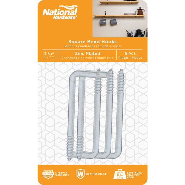 National Hardware Square Bend Screw Hook Shoulder Hook (5 Count) N120-378 212567