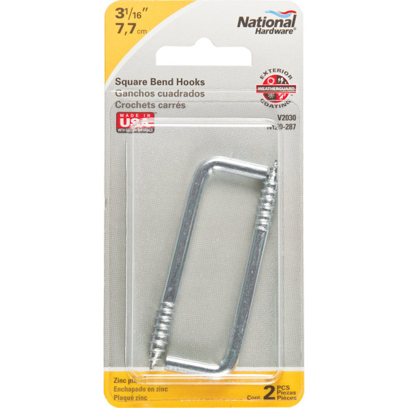 National Hardware Square Bend Screw Hook Shoulder Hook (2 Count) N120-287 223001