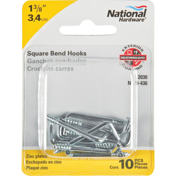 National Hardware Square Bend Screw Hook Shoulder Hook (10 Count) N120-436 212585