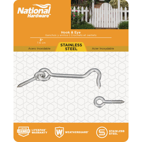 National Hardware Stainless Steel 3 In. Hook & Eye Bolt N348-409 240947