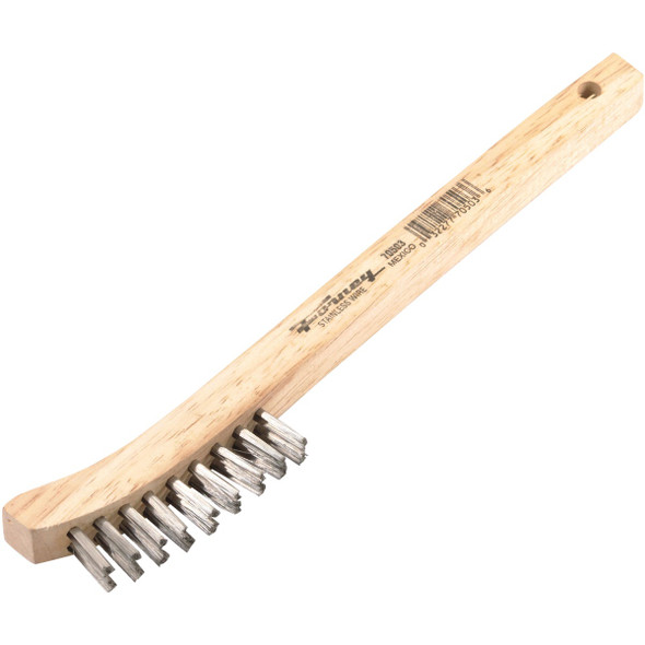 Forney 8-5/8 In. Curved Wood Handle Wire Brush with Stainless Steel Bristles Forney 8-5/8 In. Curved Wood Handle Wire Brush with Stainless Steel Bristles