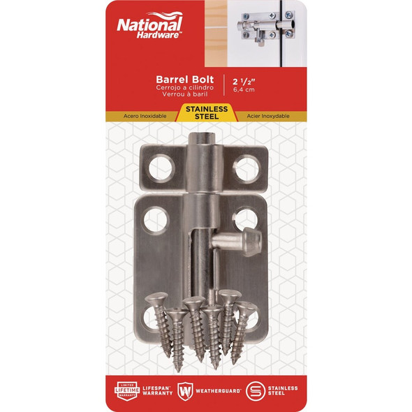 National Hardware 434 2-1-2 In. Stainless Steel Door Barrel Bolt N348-946 240867