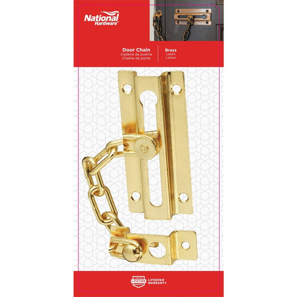 National Hardware Brass Steel Chain Door Lock N183-590 213462