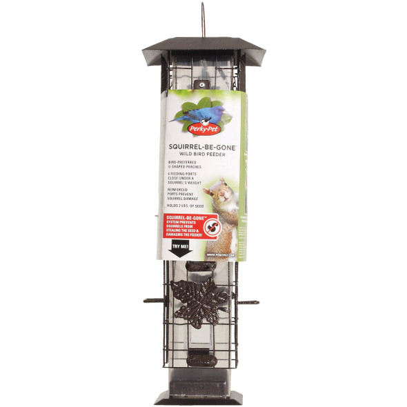 Perky-Pet Squirrel-Be-Gone Bronze Metal Leaf 2 Lb. Capacity Tube Bird Feeder 336 768574