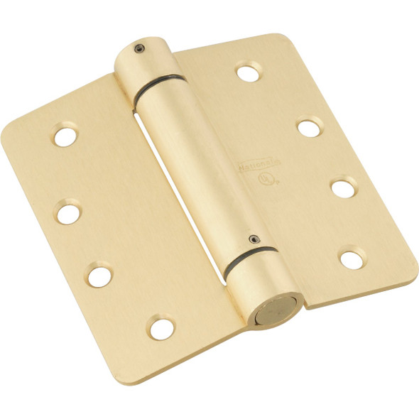 National Hardware 4 In. 1/4 In. Radius Brass Spring Door Hinge N185-207