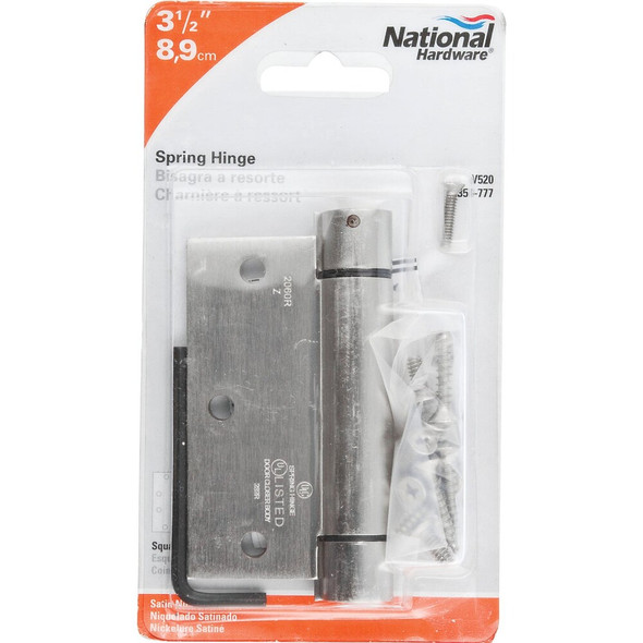 National Hardware 3-1-2 In. Satin Nickel Square Spring Door Hinge N350-777 201139