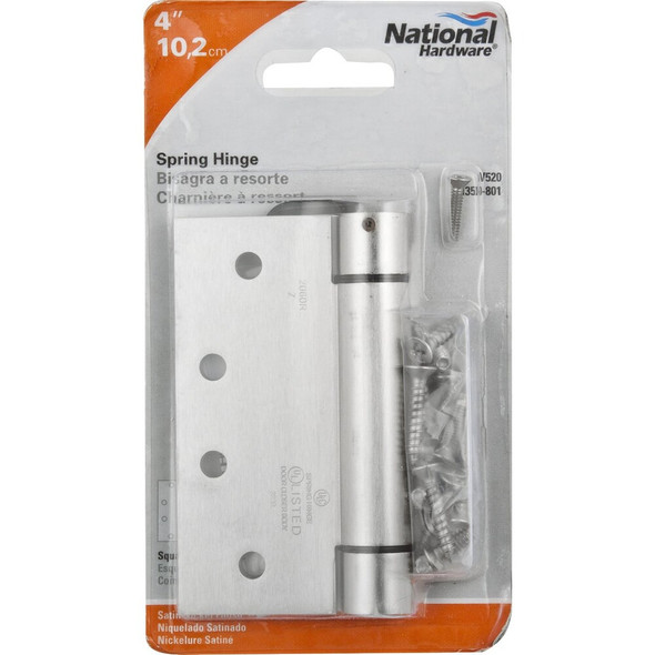 National Hardware 4 In. Satin Nickel Square Spring Door Hinge N350-801 201151