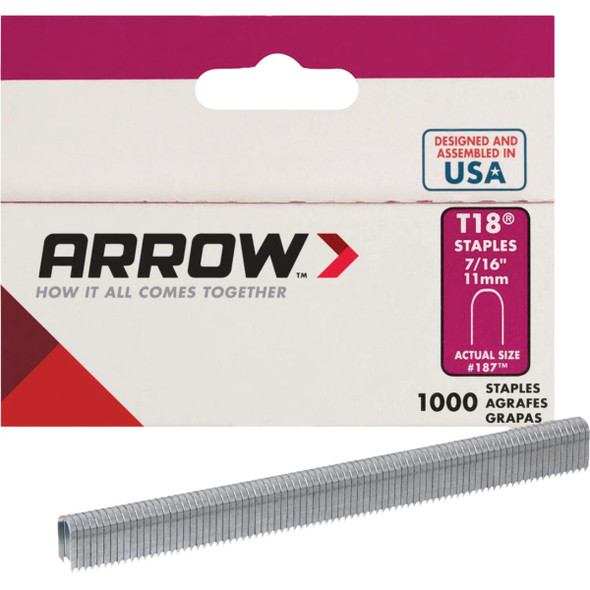 Arrow T18 Round Crown Cable Staple, 7/16 In. (1000-Pack) 187