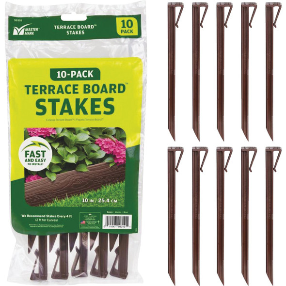 Master Mark 10 In. Brown Terrace Board Edging Stakes (10-Pack) 99310