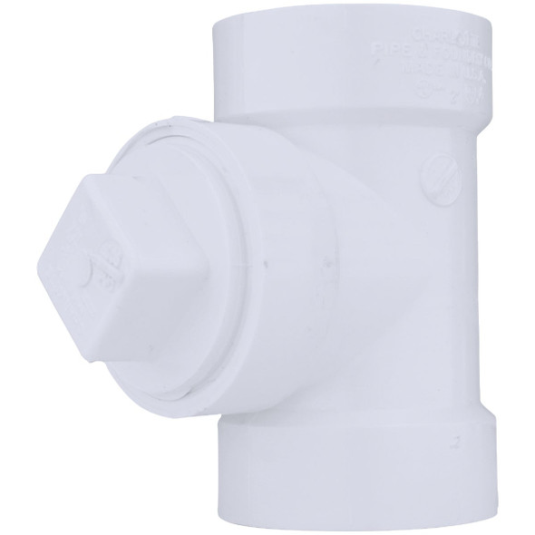 Charlotte Pipe 2 In. Test PVC Tee with Hex Plug PVC 00444X 0800HA