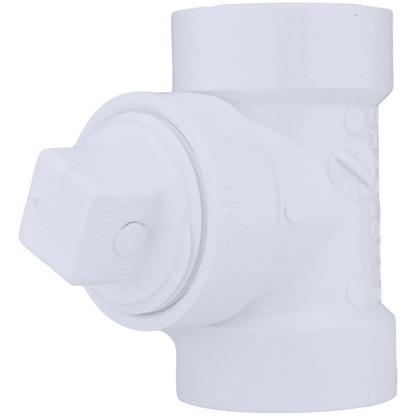 Charlotte Pipe 1-1/2 In. Test PVC Tee with Hex Plug PVC 00444X 0600HA