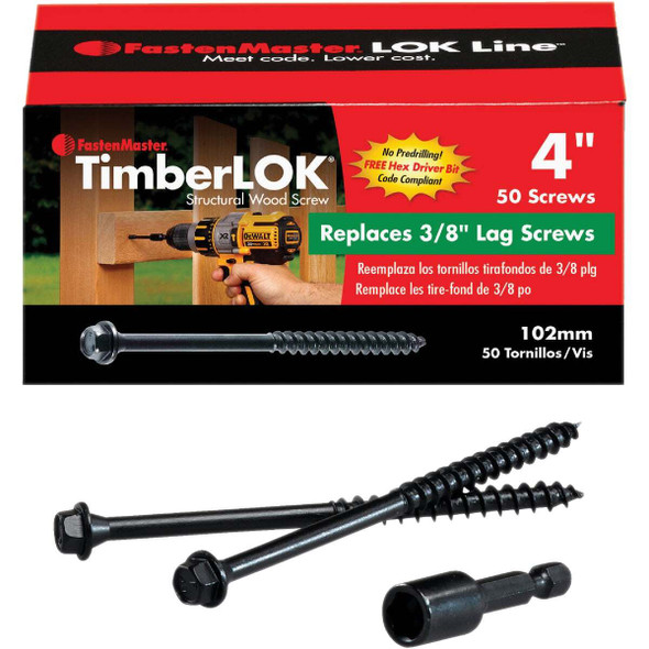 Fastenmaster Timberlok 4 In. Countersunk Hex Washer Structure Screw (50 Ct.)